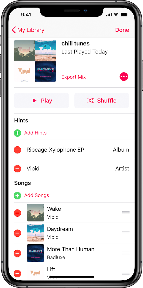 This is a Mix edit page. This allows users to easily add/remove hints and songs, along with other functions.